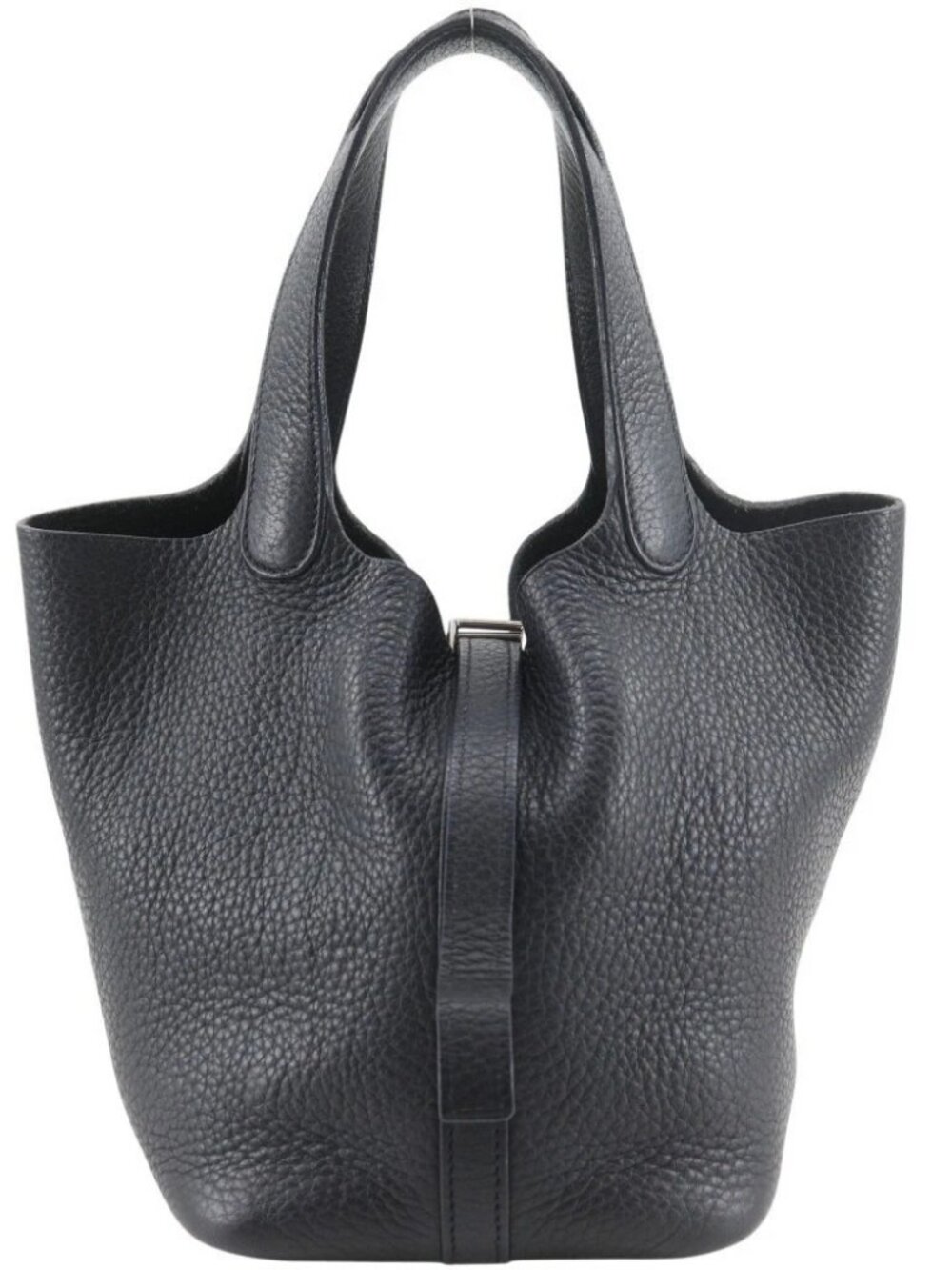 HERMES PicotinPM Handbag Black / SilverHardware Taurillon Clemence Women